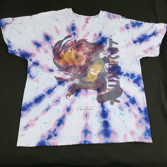 CUSTOM Travis Scott Anime Codeine Tie Dye Shortsleeve Shirt Mens Large Houston - Picture 1 of 8